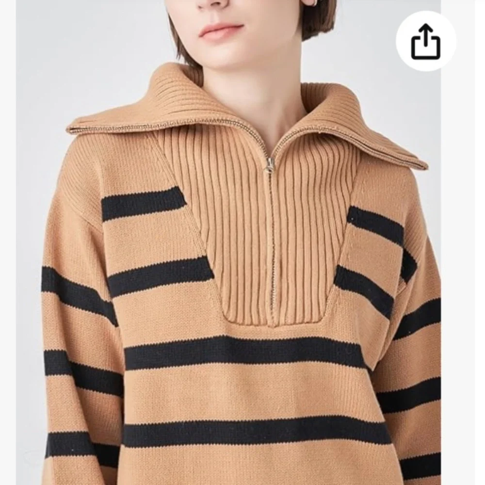 Tuckernuck English Factory Striped Knitted Half Zip Up Sweater Size S